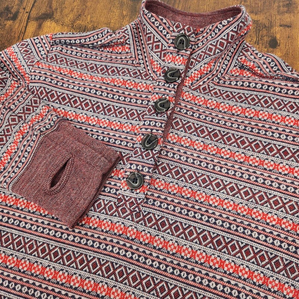 Kavu Tunic Top Womens Small Multicolor Fair Isle Birdseye Pullover Thumbholes